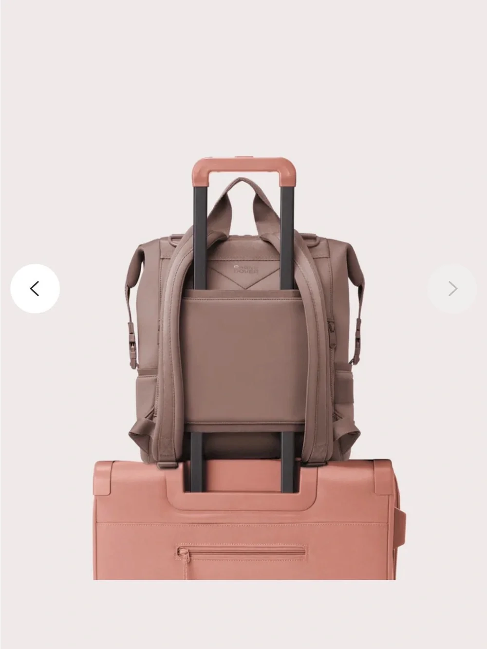 Dagne Dover in Dune Landon carryall and Indi diaper bag Set